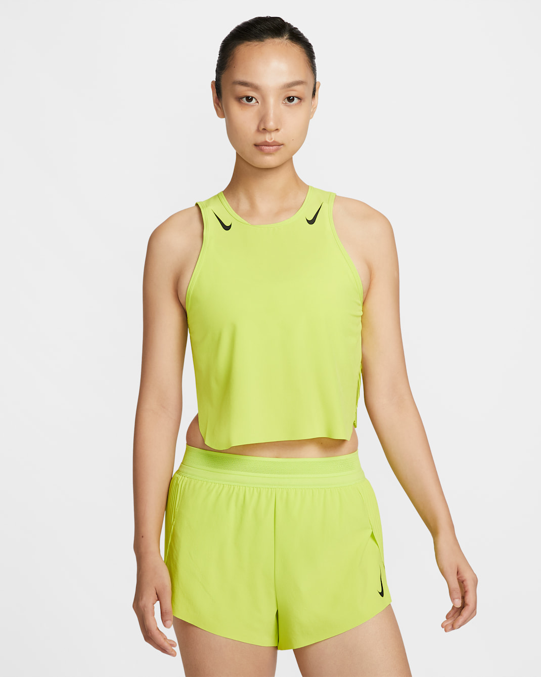 Nike AeroSwift Women's Dri-FIT ADV Cropped Running Tank Top - Cyber/Black