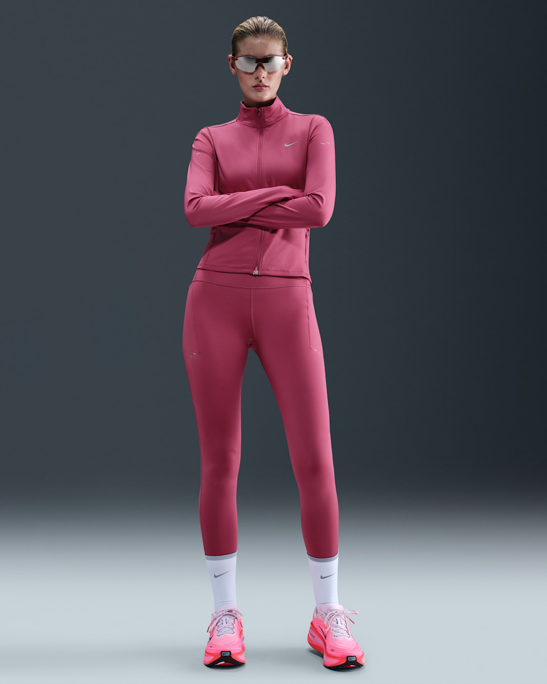 Nike Swift Women's High-Waisted 7/8 Running Leggings with Pockets - Sweet Beet