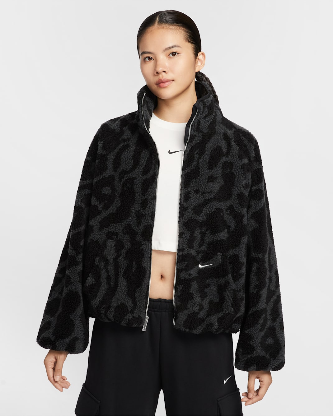 ナイキ スポーツウェア ウィメンズ ハイパイル フリース ジャケット - ブラック/ブラック/セイル