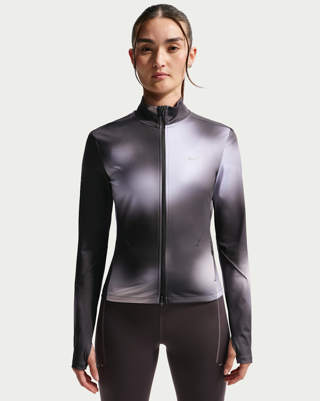 나이키 스위프트 여성 드라이 핏 풀집 미드 레이어 러닝 탑 - 다크 스모크 그레이/다크 스모크 그레이/라이트 스모크 그레이