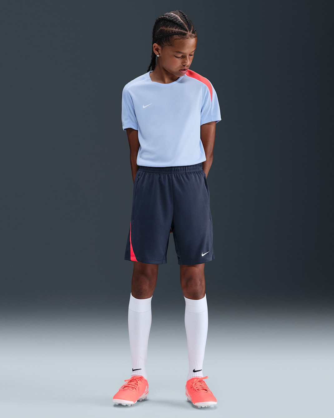 Nike Dri-FIT Strike Pantalón corto de fútbol - Niño/a - Thunder Blue/Thunder Blue/Carmesí brillante/Blanco