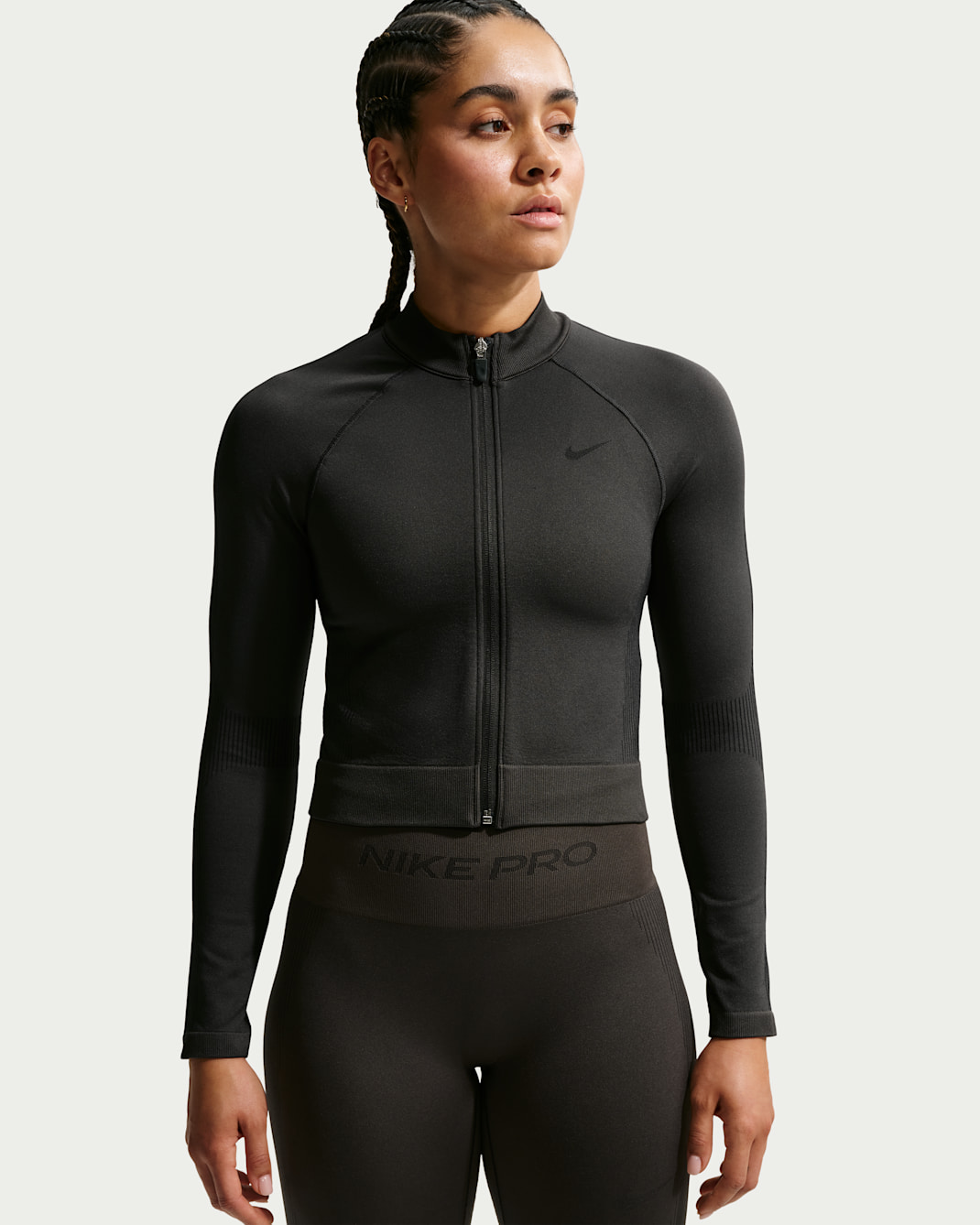 Nike Pro Seamless Women's Full-Zip Training Top - Dark Smoke Grey