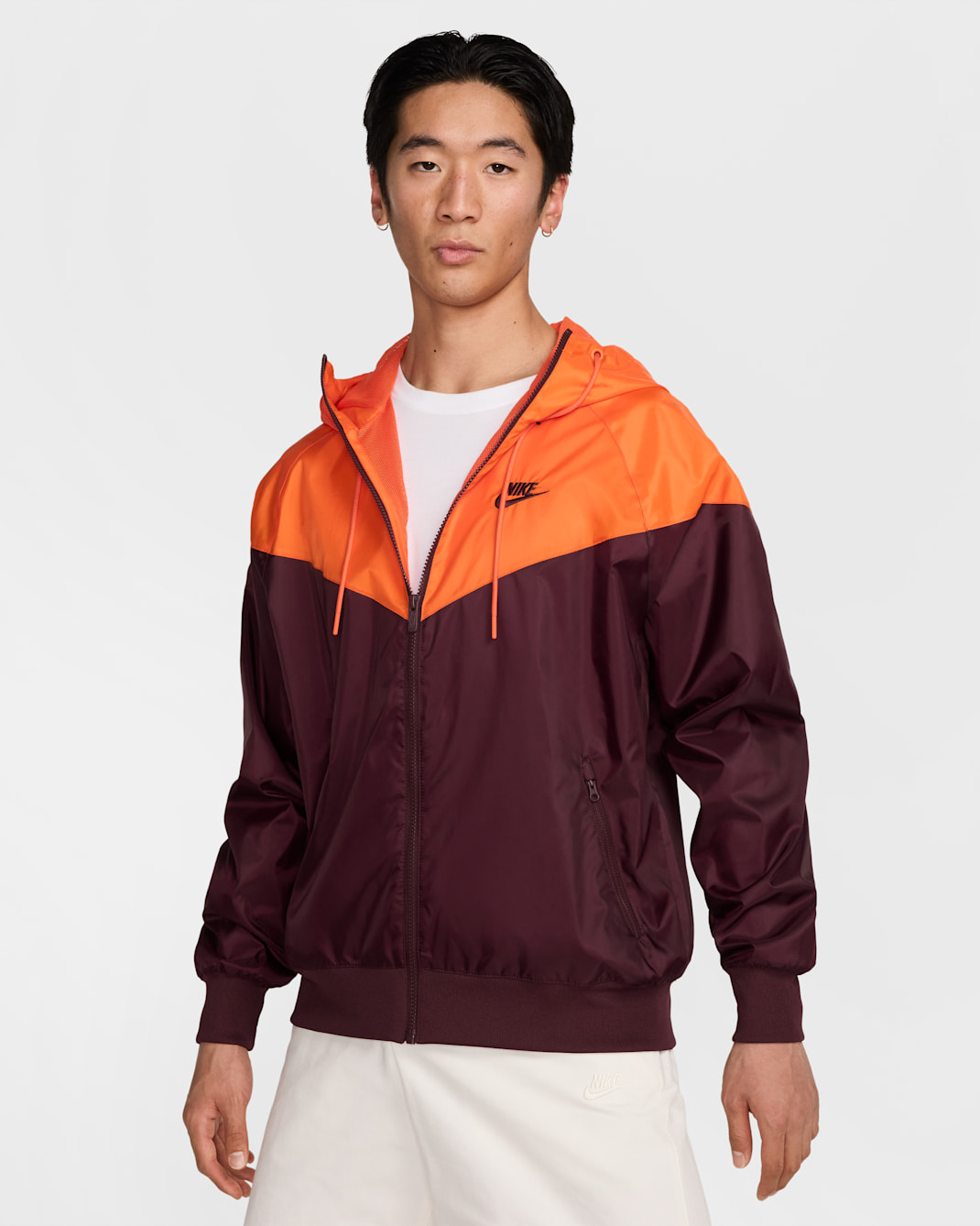 ナイキ スポーツウェア ウィンドランナー メンズ フーデッド ジャケット - バーガンディクラッシュ/セーフティオレンジ/バーガンディクラッシュ