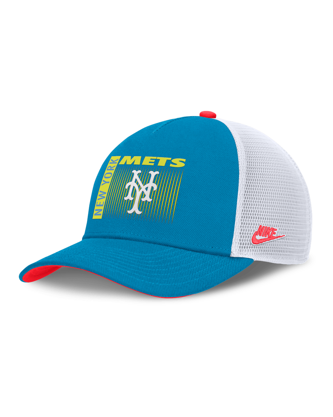 Gorra de rejilla Nike Dri-FIT de la MLB ajustable para hombre New York Mets Neon 90s Rise - Azul