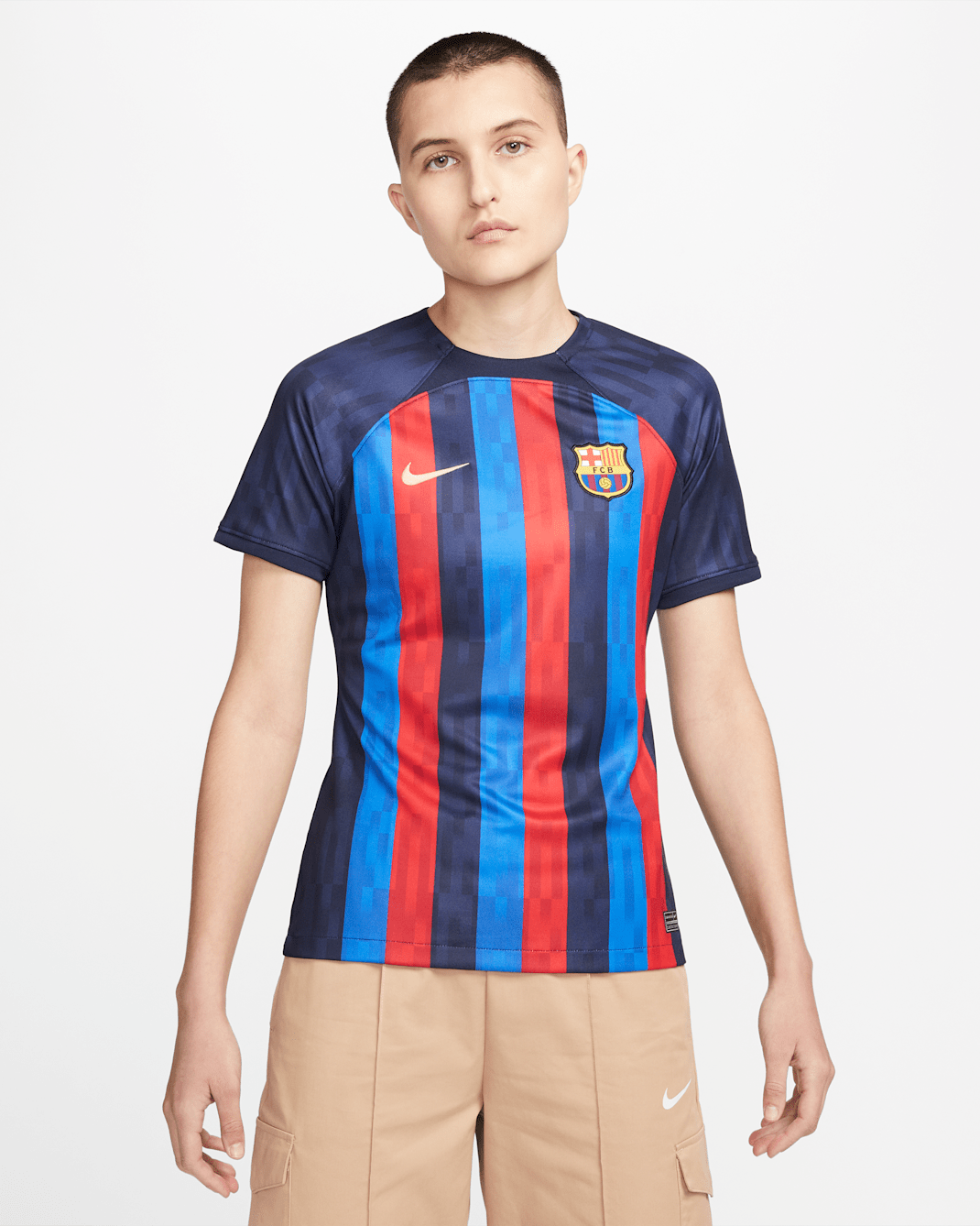 F.C. Barcelona 2022/23 Stadium Home Women's Nike Dri-FIT Football Shirt - Obsidian/Game Royal/Sesame