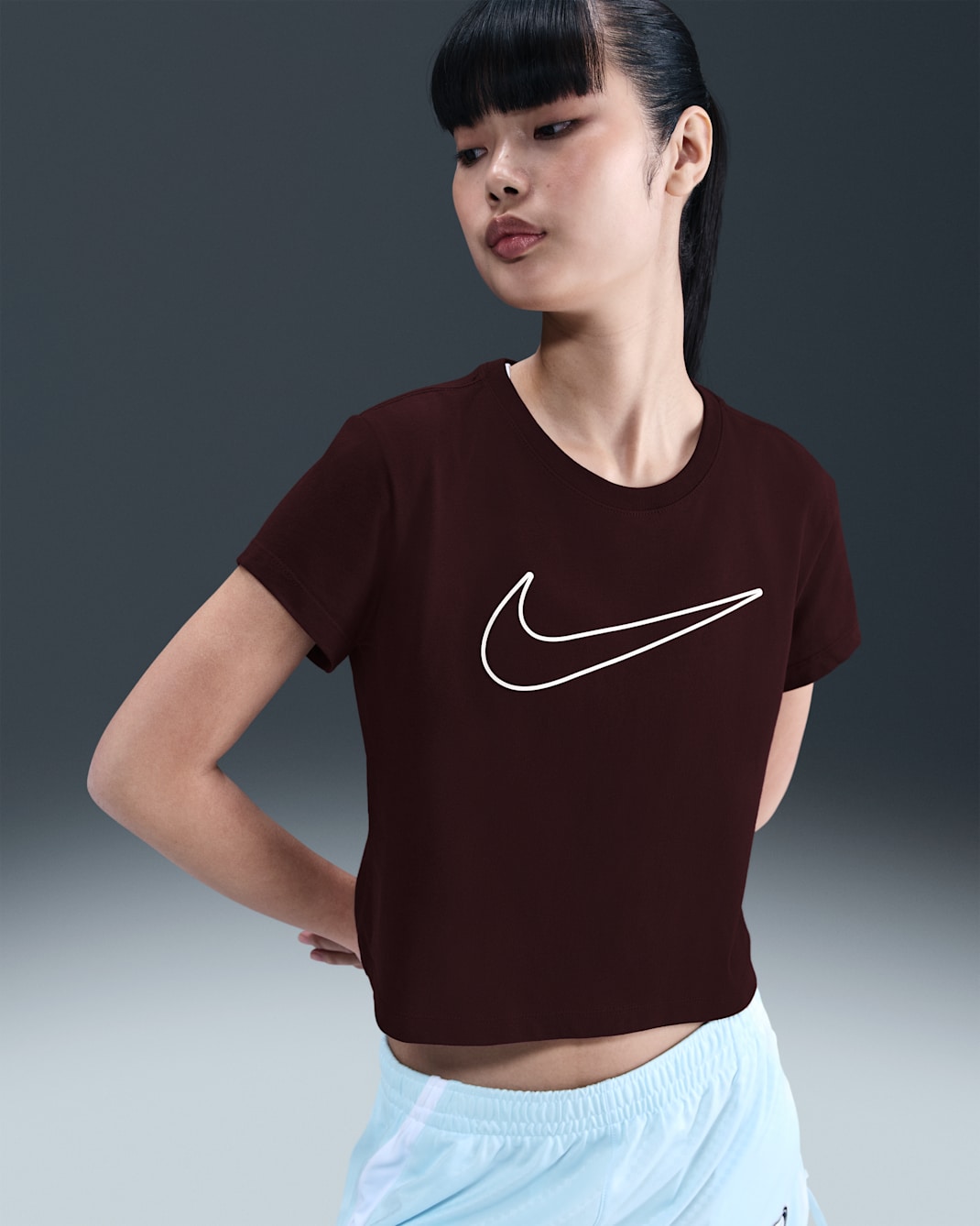 Nike Sportswear Women's Short-Sleeve Graphic T-Shirt - Burgundy Crush/White