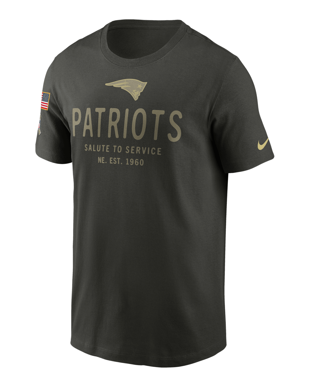 New England Patriots Salute to Service Sideline Primary Edge Men's Nike Dri-FIT NFL T-Shirt - Sequoia