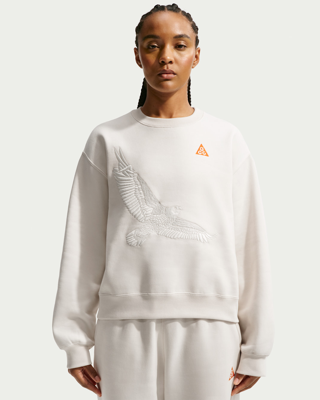 Nike ACG USA Women's Therma-FIT Crew-Neck Sweatshirt - Phantom/Safety Orange