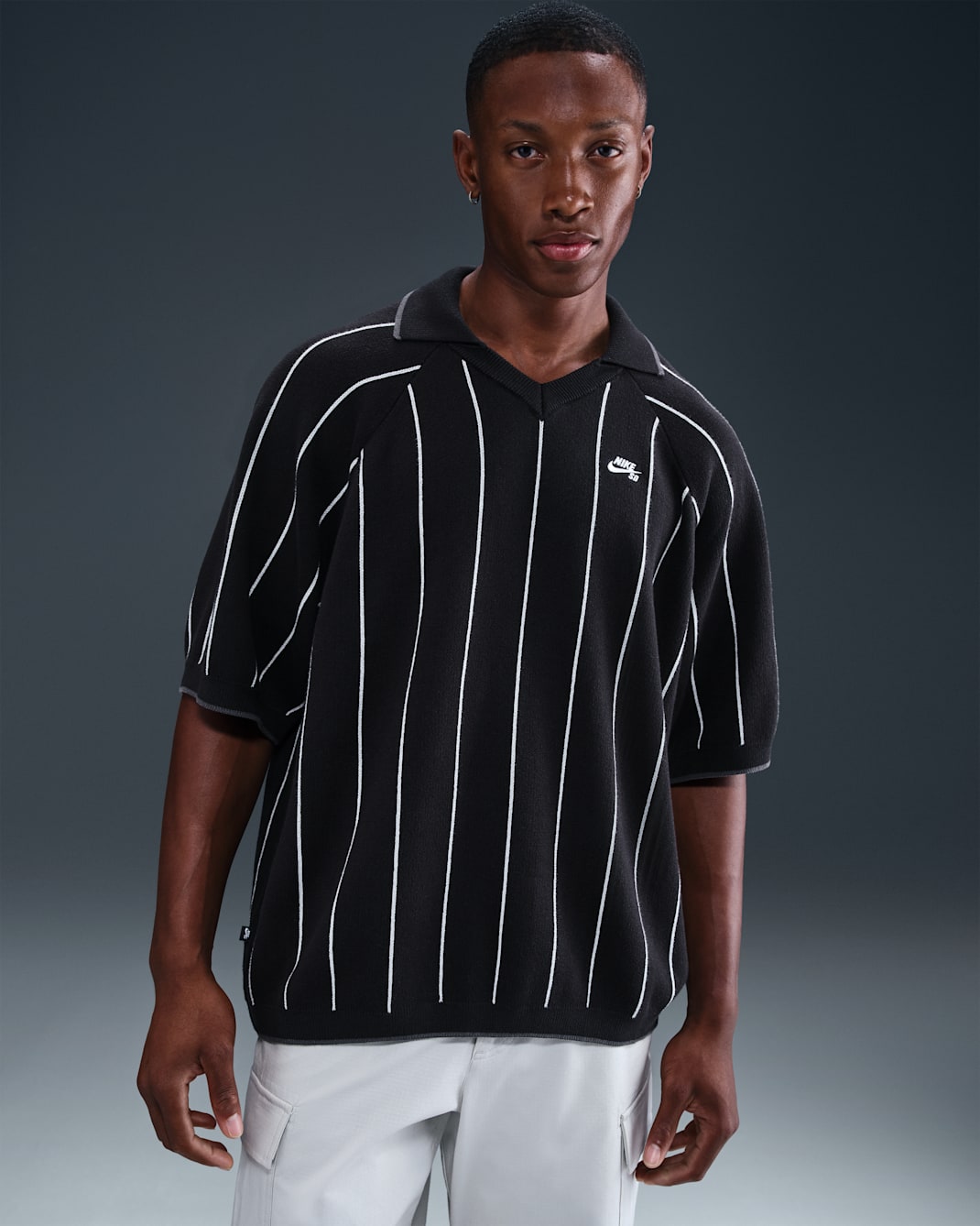 Suéter tipo polo de manga corta de skateboarding Nike SB - Negro/Vela/Negro