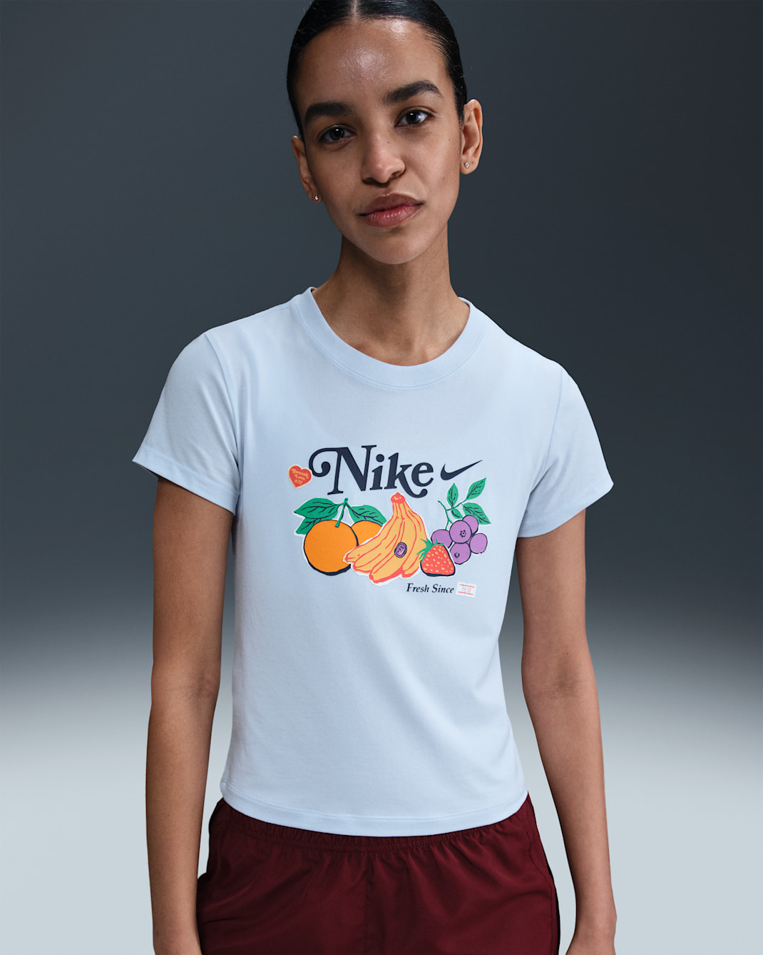 Playera slim cropped para mujer Nike Sportswear Chill Knit - Tinte azul