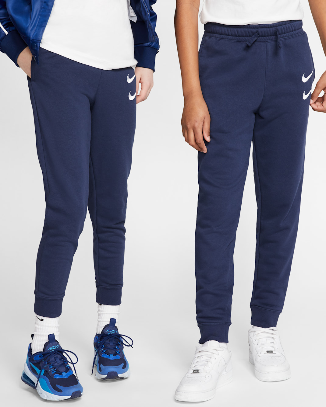 Nike Sportswear Swoosh Older Kids' French Terry Trousers - Midnight Navy/White