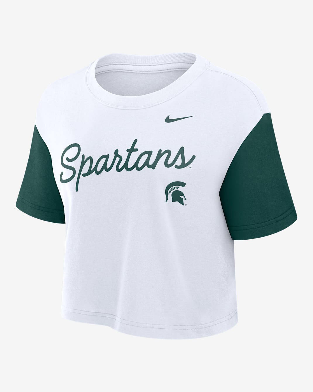 Michigan State Script Women's Nike Dri-FIT College Cropped T-Shirt - White