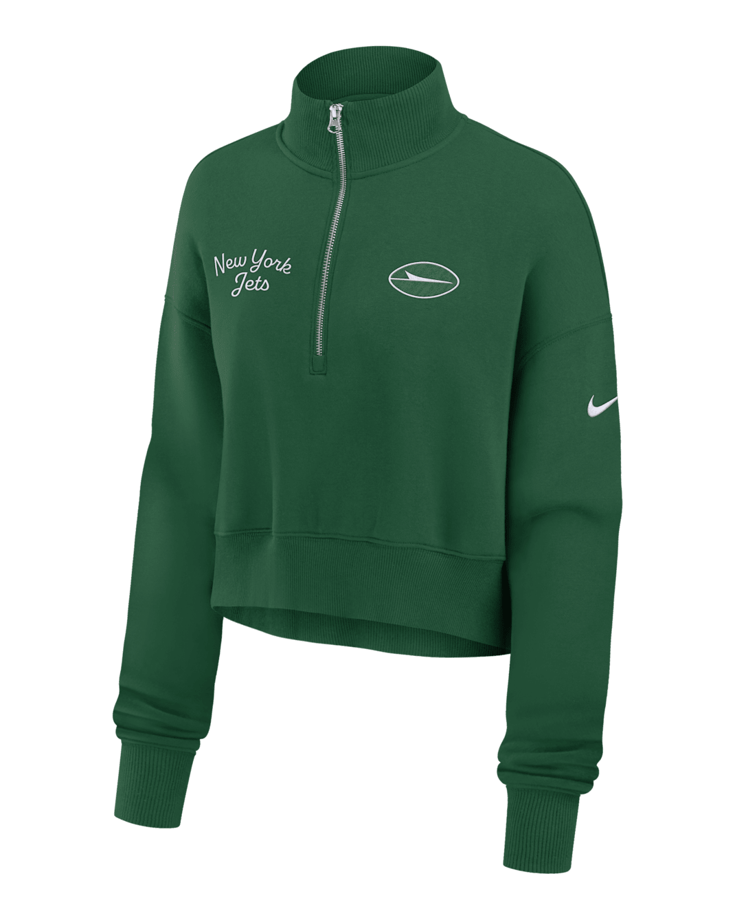 New York Jets Phoenix Women's Nike NFL Cropped 1/4-Zip Crew - Green