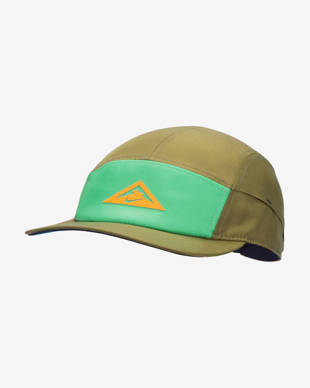 Nike Dri-FIT AW84 Trail Running Cap - Olive Flak/Spring Green/Bright Mandarin