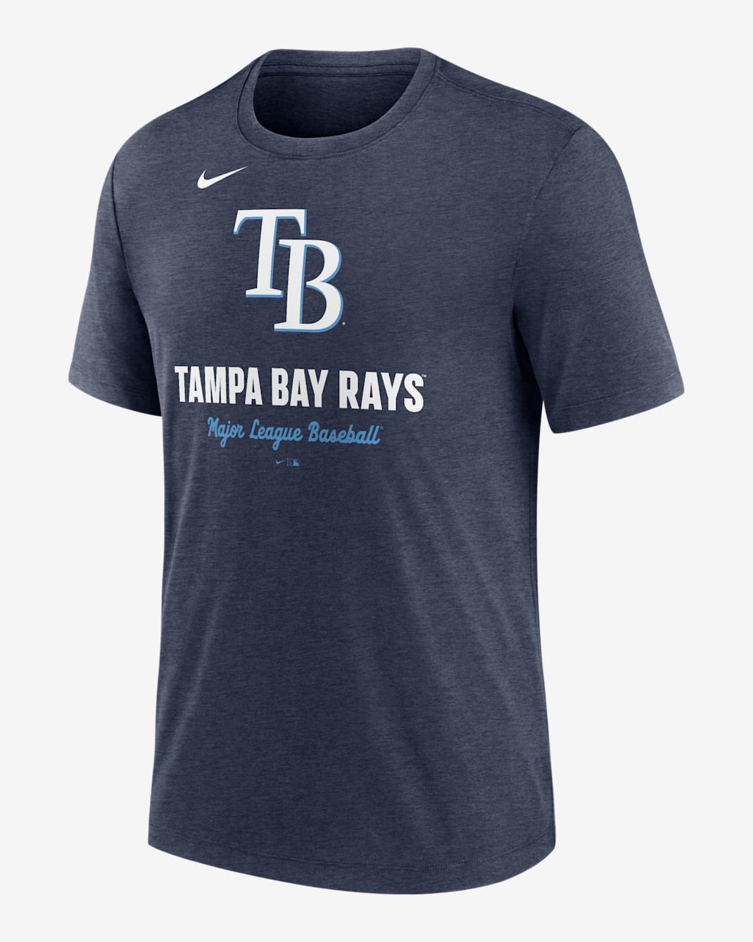 Playera Nike de la MLB para hombre Tampa Bay Rays Logo - Azul marino jaspeado
