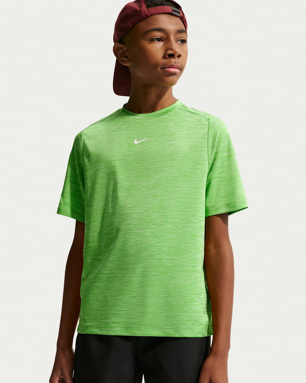 Nike Multi Older Kids' Dri-FIT Short-Sleeve Top - Mean Green/Light Liquid Lime/Heather/White