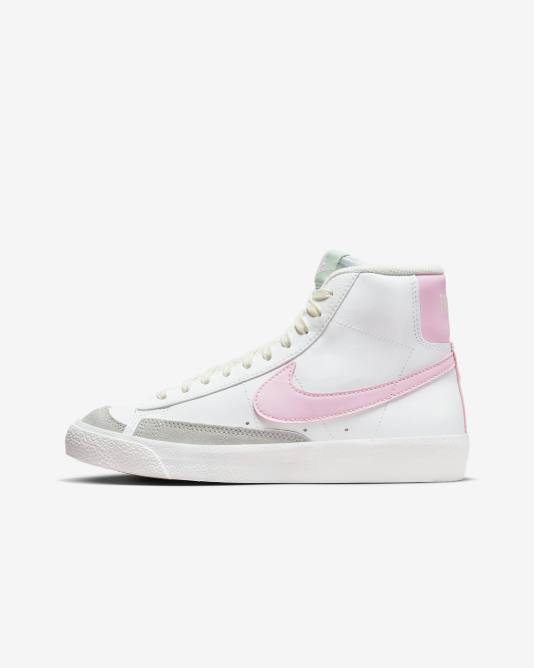 Nike Blazer Mid '77 Big Kids' Shoes - Summit White/Coconut Milk/Honeydew/Pink Foam