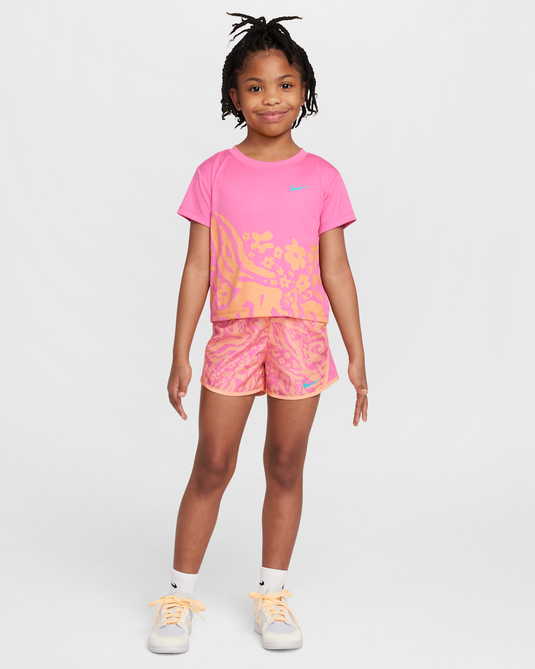 Conjunto de 2 piezas Wild Flower Tempo para niños talla pequeña Nike Dri-FIT - Rosa alegre