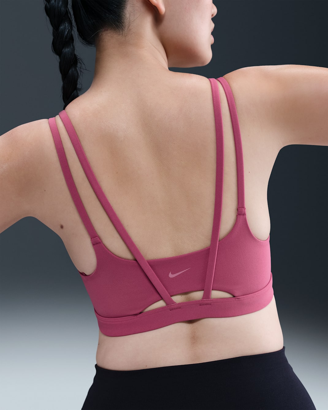 Nike Zenvy Strappy Bra deportivo de baja sujeción con almohadillas para mujer - Remolacha dulce/Blanco