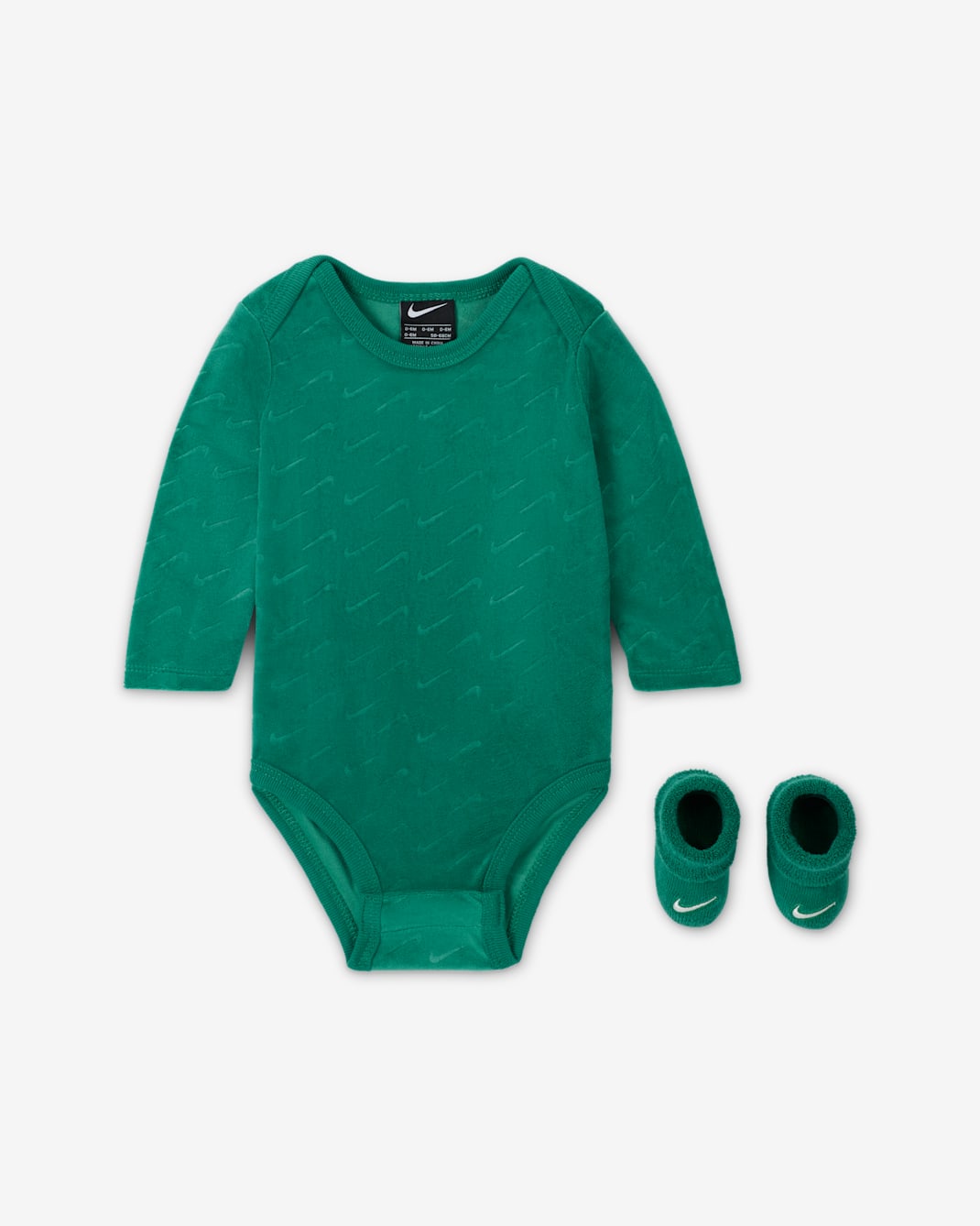 Nike Baby (0-9M) Velour Swoosh 2-Piece Bodysuit Boxed Set - Malachite