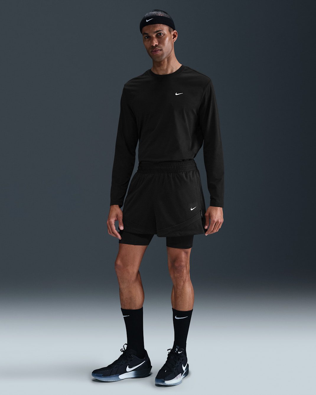 Nike Icon Shorts de básquetbol Dri-FIT de 10 cm 2 en 1 para hombre - Negro/Negro/Marfil pálido