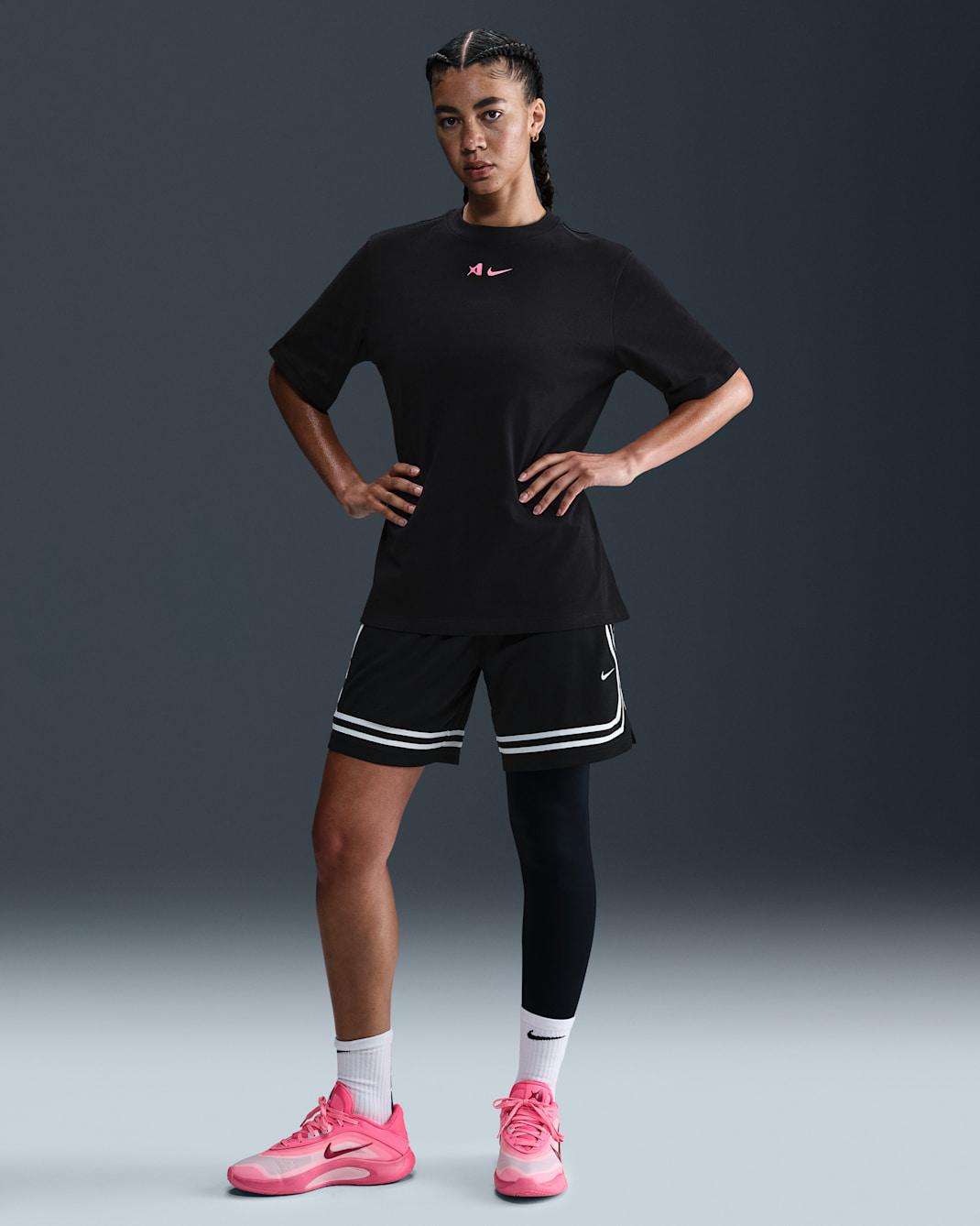 Leggings de básquetbol de tiro medio de una sola pierna asimétricos para mujer A'ja Wilson - Negro