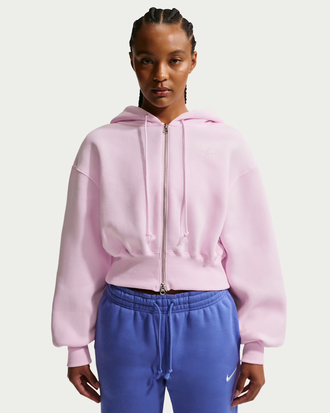 Nike Sportswear Phoenix Fleece Women's Loose Cropped Full-Zip Hoodie - Pink Foam