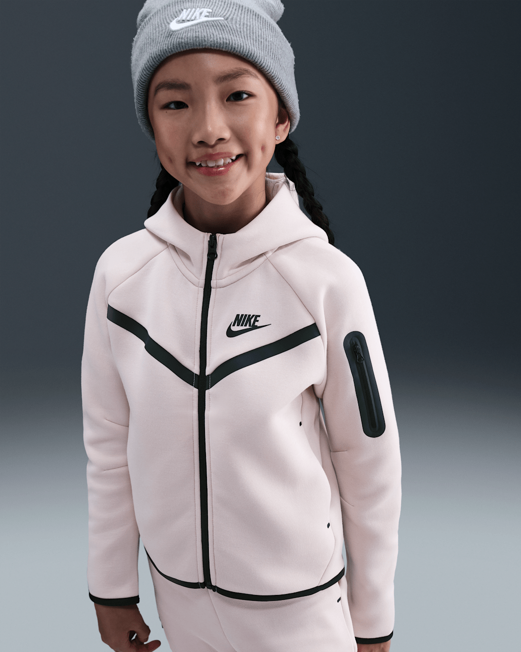 Nike Sportswear Tech Fleece-Hoodie mit durchgehendem Reißverschluss (Mädchen) - Silt Red/Schwarz/Schwarz