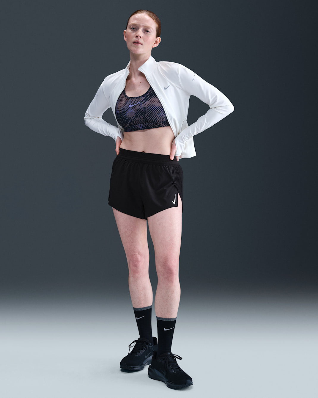 Nike AeroSwift Women's Dri-FIT ADV Mid-Rise 7.5cm (approx.) Brief-Lined Running Shorts - Black/White