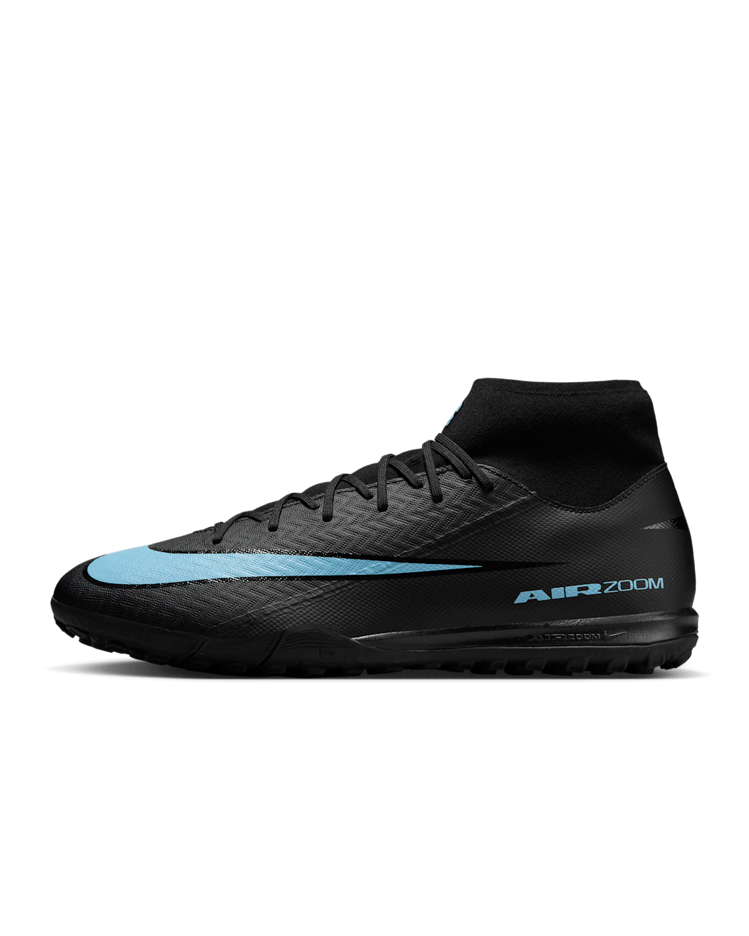 Nike Mercurial Superfly 10 Academy Zapatillas de fútbol de perfil alto para moqueta - Turf - Negro/Ice Blue