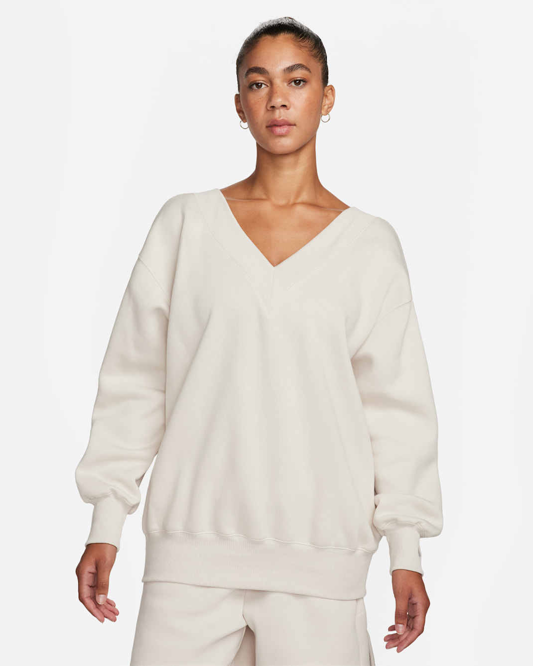 Nike Sportswear Phoenix Fleece Women's Oversized V-Neck Sweatshirt - Light Orewood Brown/Sail