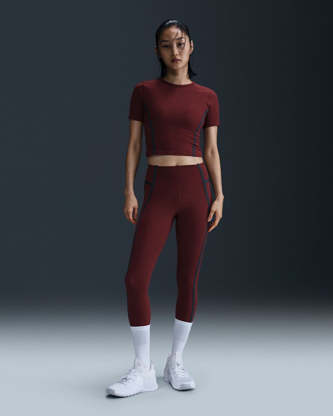 Nike One Women's High-Waisted 7/8 Leggings - Dark Team Red/Armoury Navy/Black