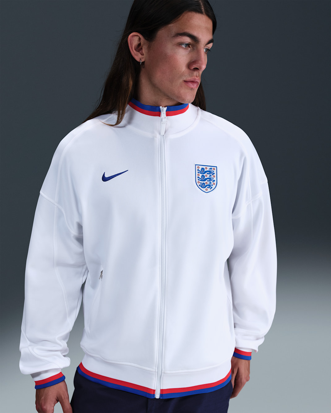 England Academy Pro Home Men's Nike Dri-FIT Football Anthem Jacket - White/Hyper Royal