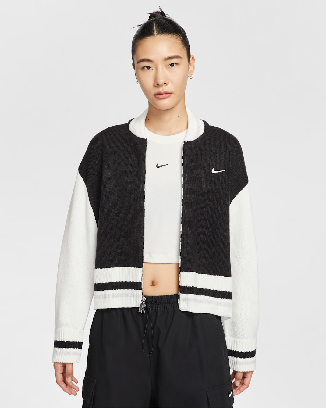 Nike Sportswear Women's Cardigan - Black/Sail/Vast Grey/Sail