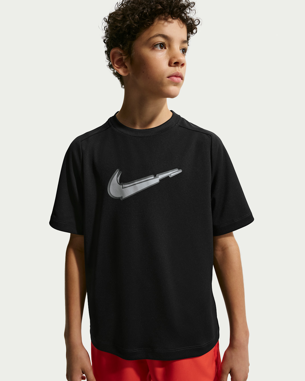 Playera de entrenamiento de manga corta Dri-FIT para niño talla grande Nike Multi - Negro/Blanco