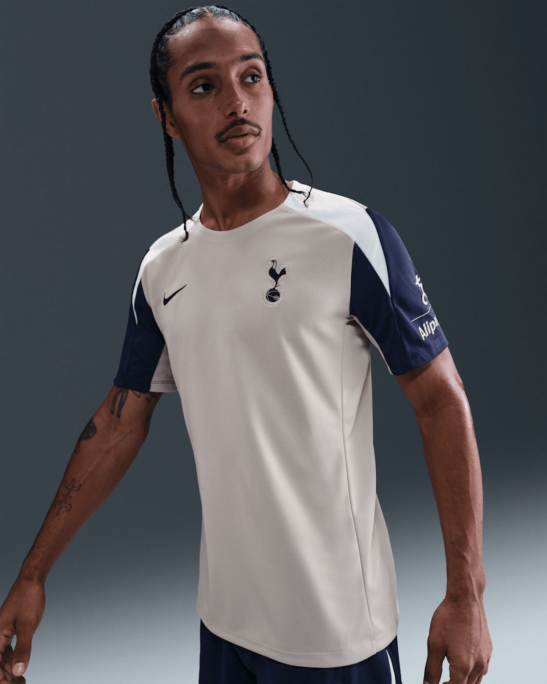 Tottenham Hotspur Strike Men's Nike Dri-FIT Football Short-Sleeve Top - Light Iron Ore/White/Binary Blue