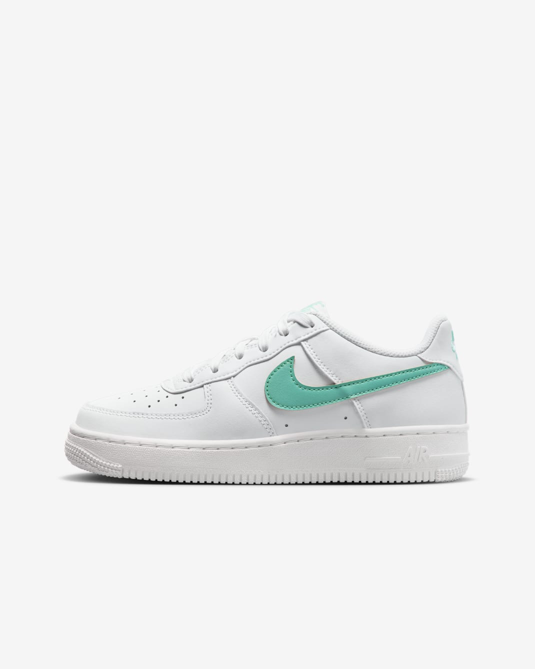Nike Air Force 1 Older Kids' Shoes - Summit White/Emerald Rise