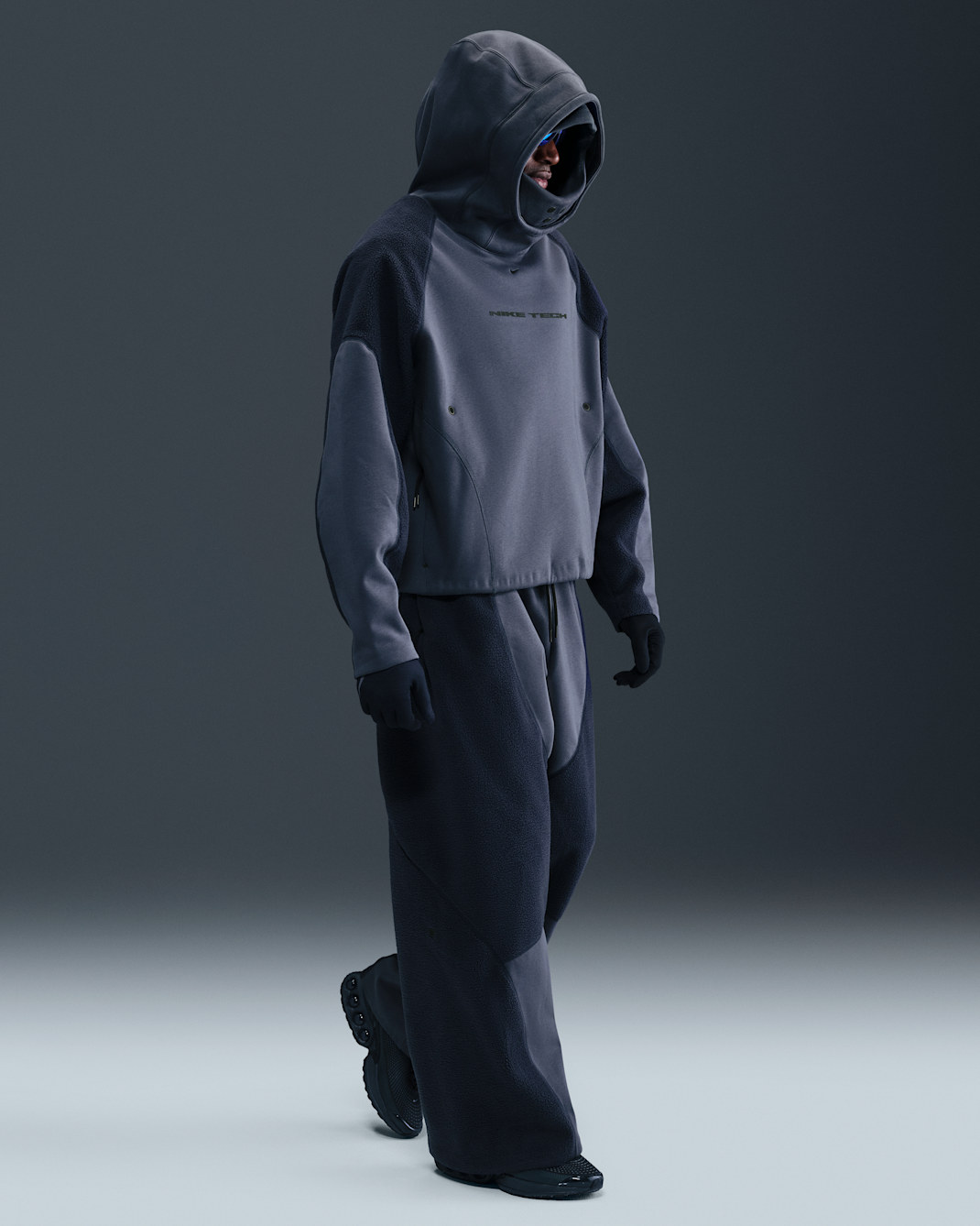 Nike Tech Boreas Herren-Strickhose mit offenem Saum - Thunder Blue/Obsidian/Schwarz