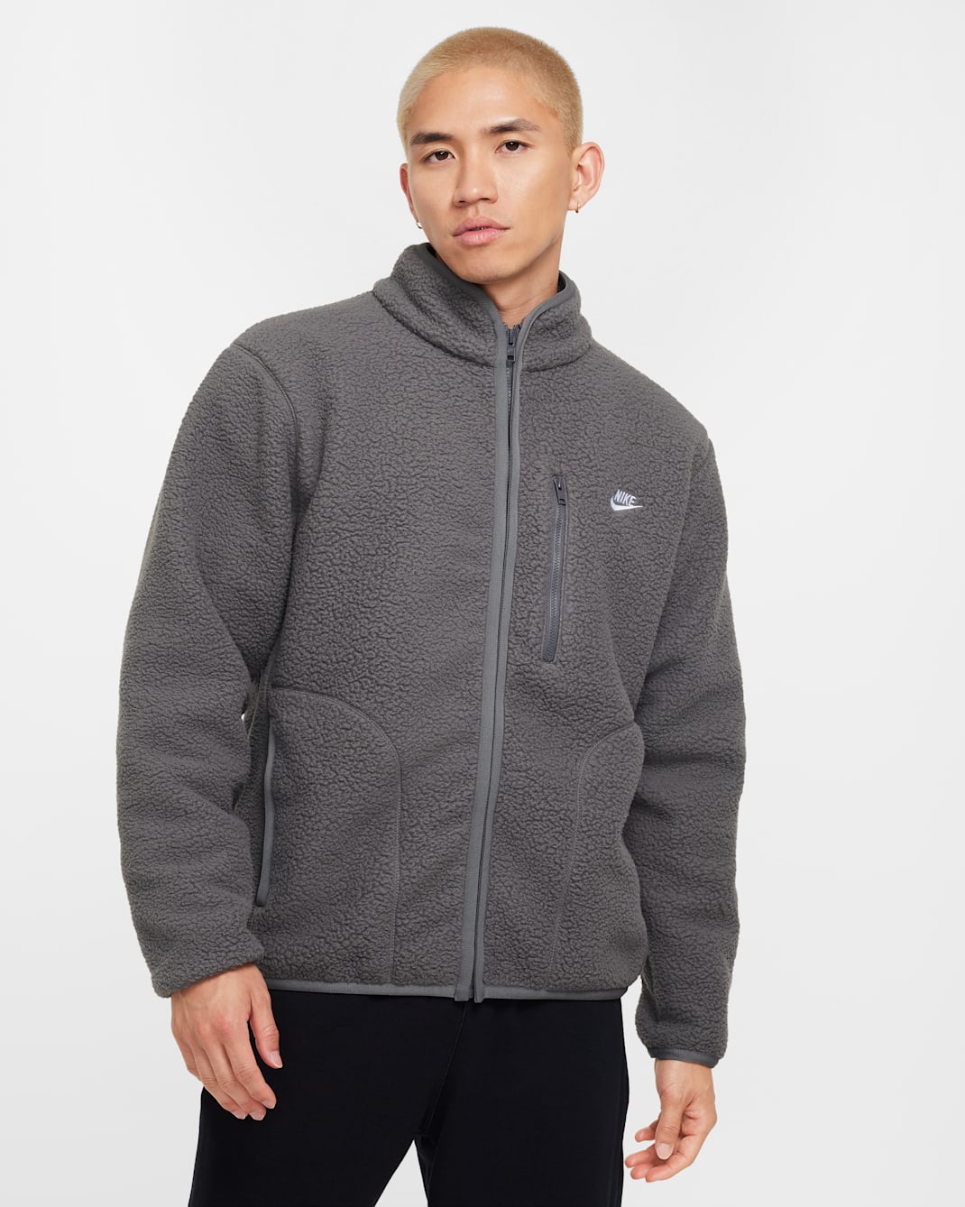 ナイキ スポーツウェア クラブ メンズ フリース ジャケット - アイアングレー/ホワイト