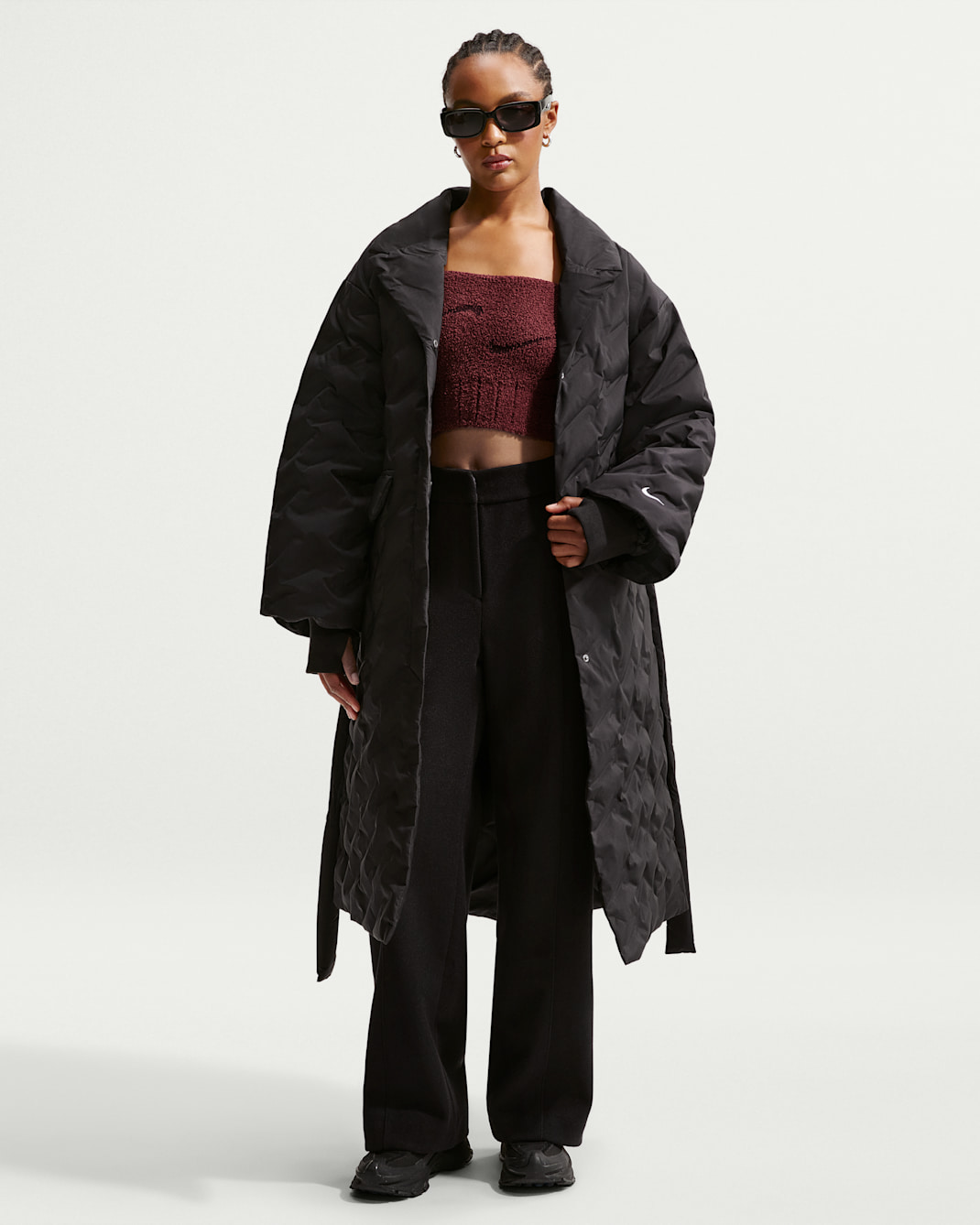 Nike Sportswear Swoosh Series Women's Therma-FIT Oversized Down Trench Coat - Black/Sail