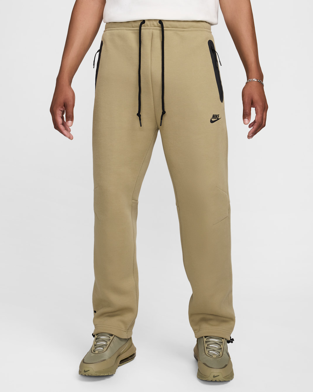 Nike Tech Men's Fleece Open-Hem Pants - Neutral Olive/Black