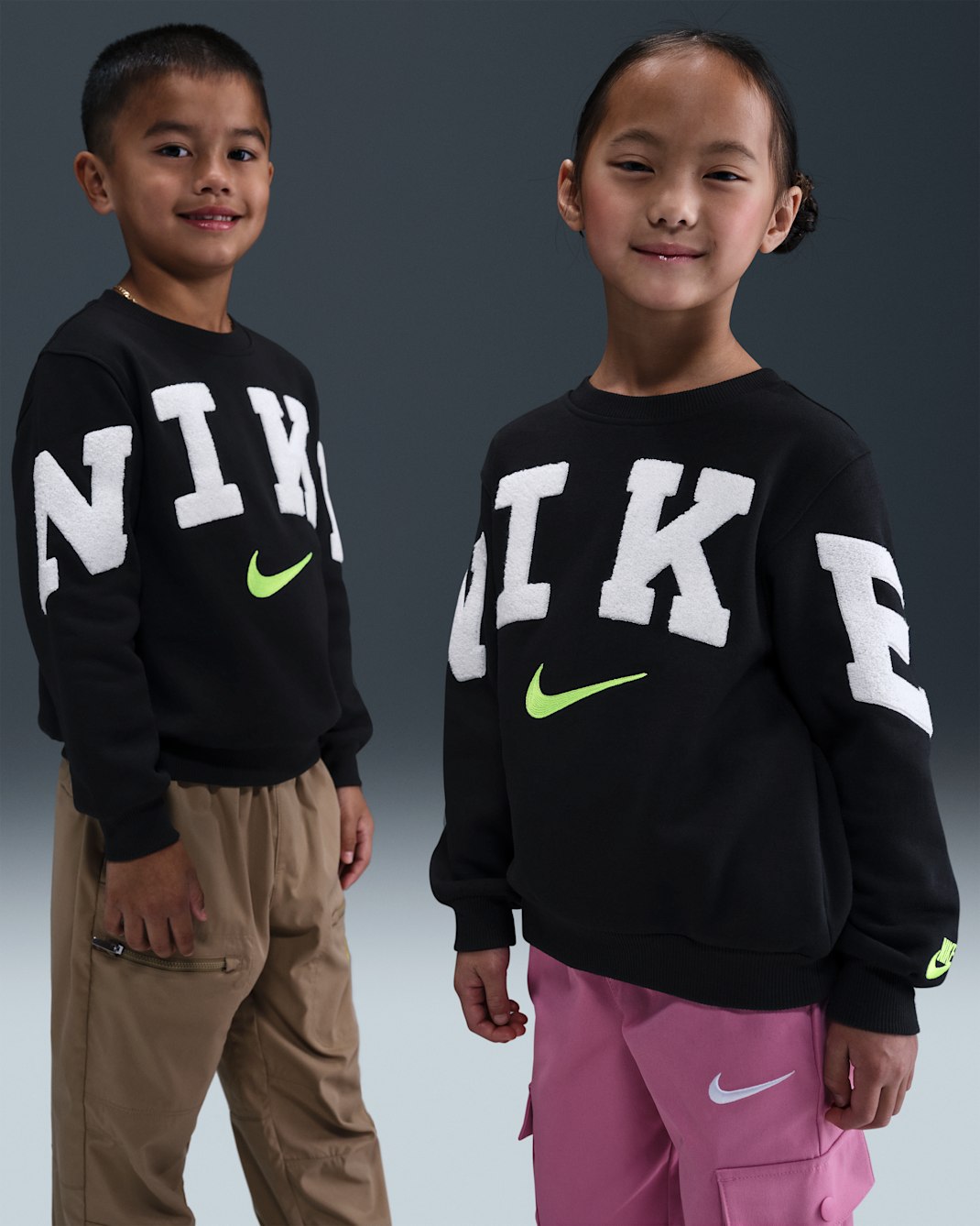 나이키 클럽 리틀키즈 셔닐 플리스 크루 - 블랙