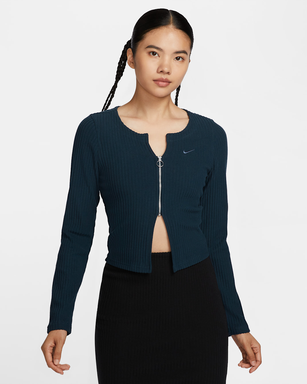 Nike Sportswear Chill Rib Women's Slim Full-Zip Cardigan - Armoury Navy/Armoury Navy