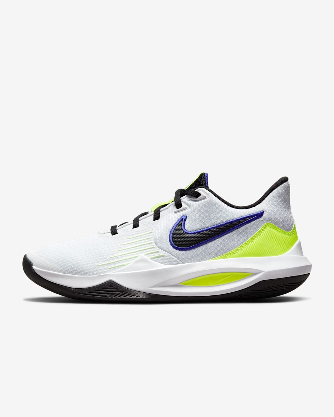 รองเท้าบาสเก็ตบอล Nike Precision 5 - ขาว/Barely Volt/Volt/ดำ