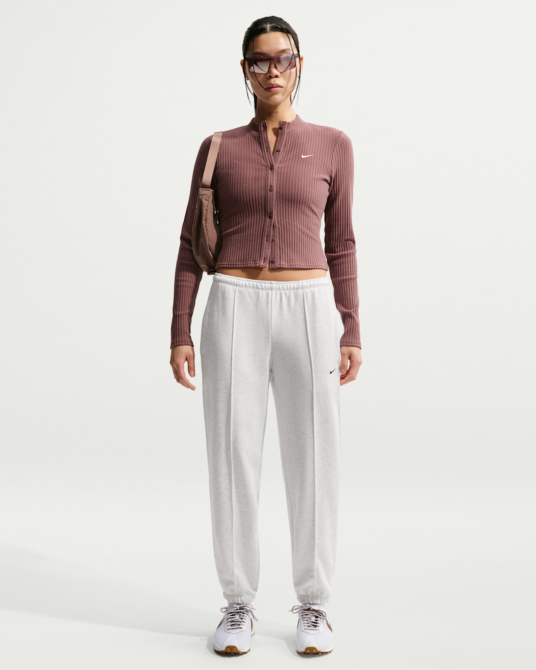 Nike Sportswear Chill Terry Women's Mid-Rise French Terry Joggers - Birch Heather/White/Black