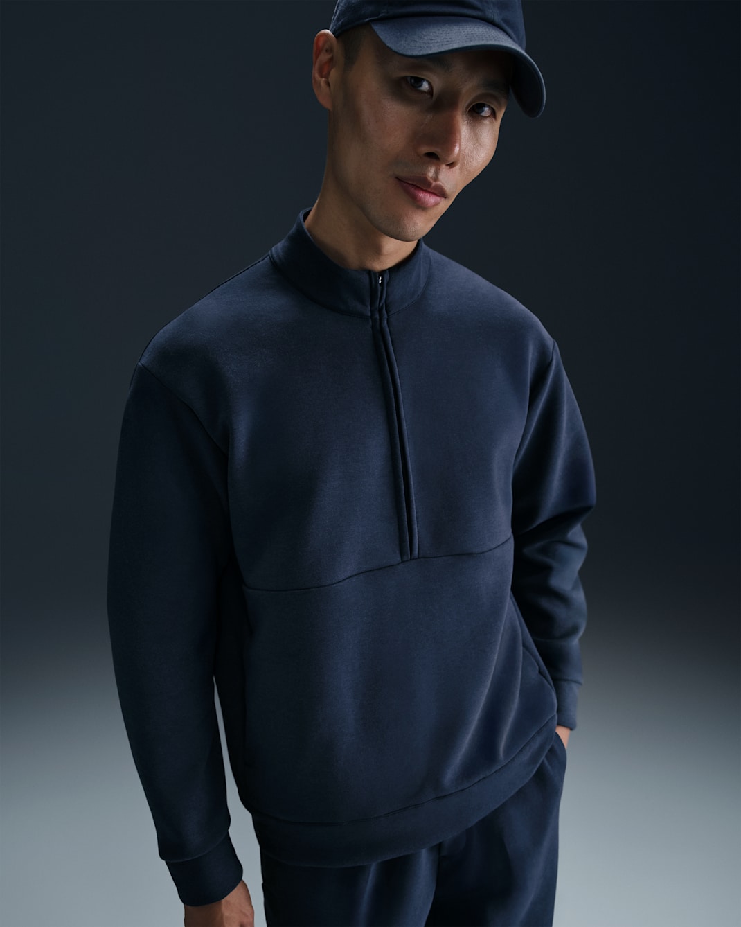 Nike 24.7 ImpossiblySoft Men's Dri-FIT 1/2-Zip Top - Obsidian/Dark Obsidian