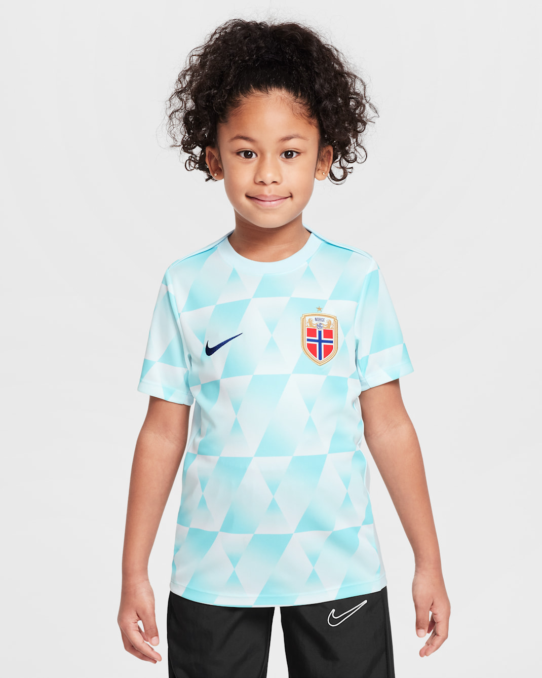 Haut de foot d'avant-match à manches courtes Nike Dri-FIT Norvège Academy Pro pour ado - Glacier Blue/Blue Void