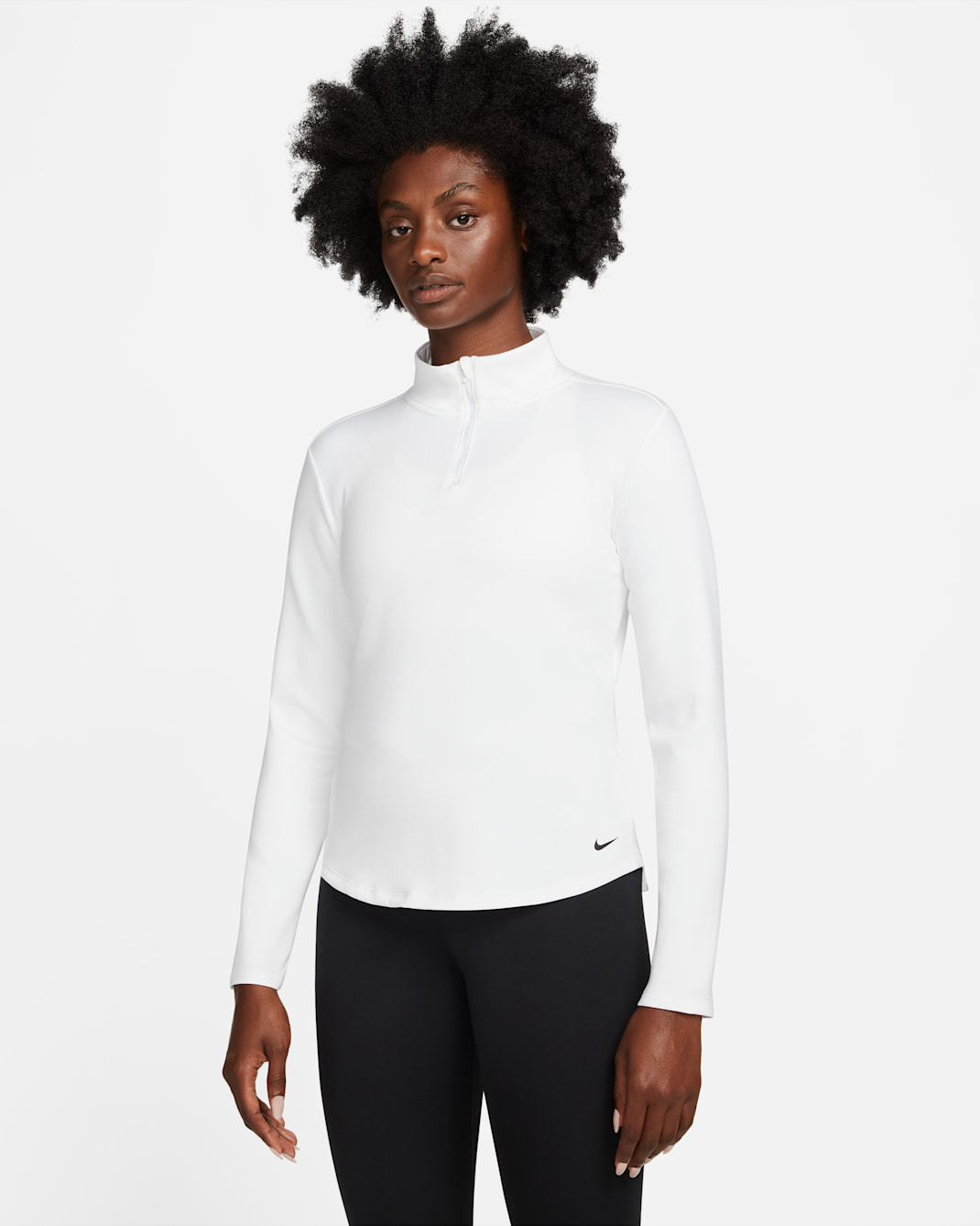 Camiseta de medio cierre con manga larga para mujer Nike Therma-FIT One - Blanco/Negro