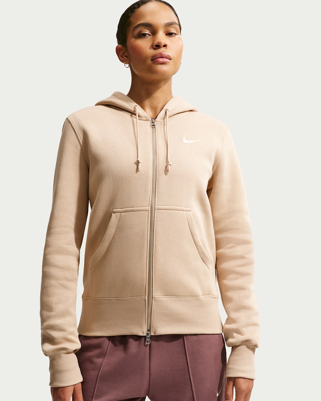 Huvtröja Nike Sportswear Phoenix Fleece med hel dragkedja för kvinnor - Linen/Sail