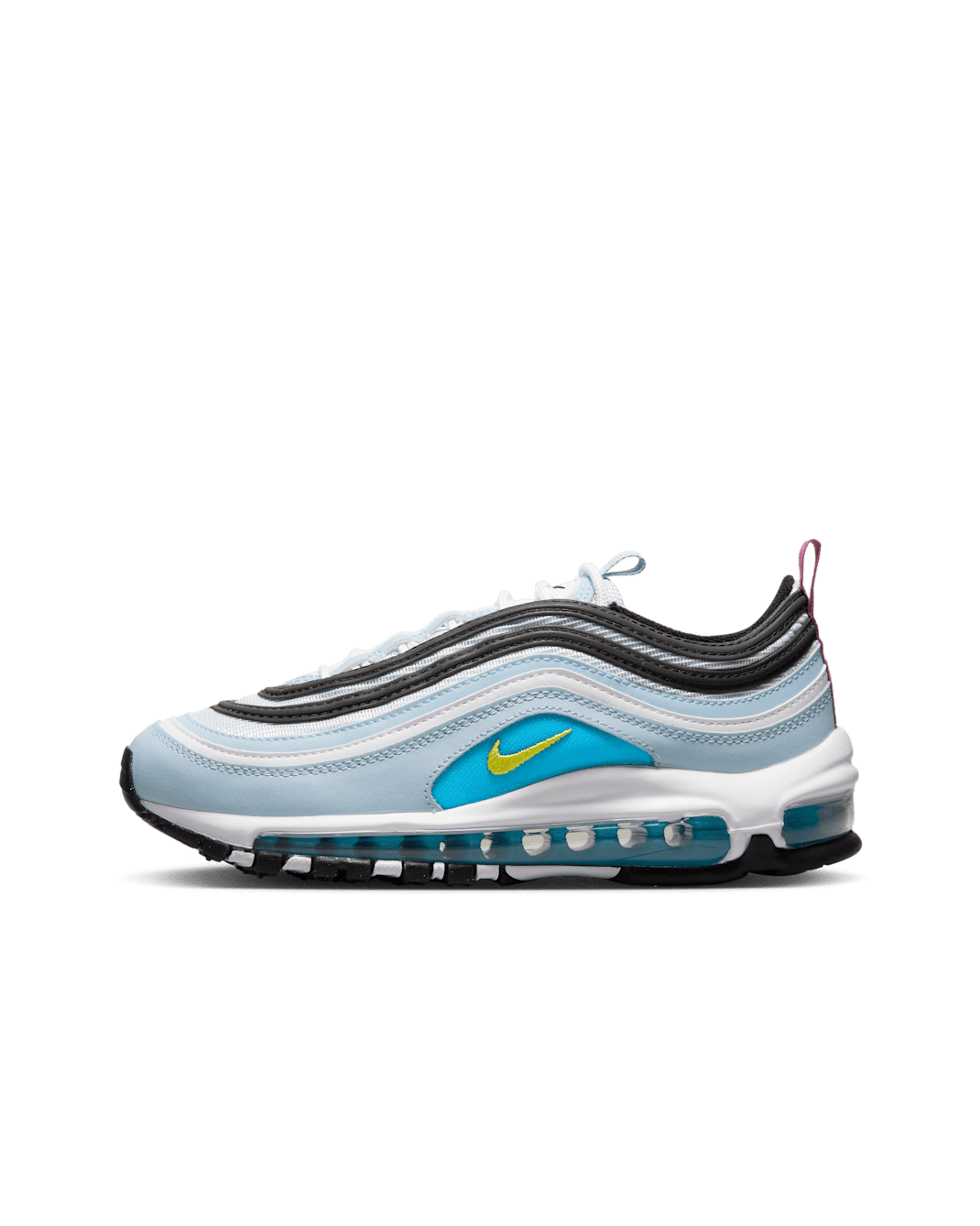 Nike Air Max 97 Older Kids' Shoes - Blue Whisper/White/Blue Lightning/Opti Yellow